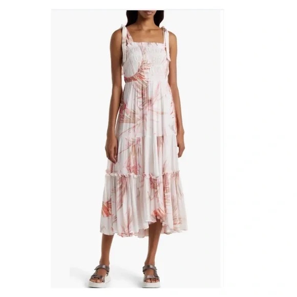 All Saints Gabi Luar Midi Dress Floral Beachy Sz 8